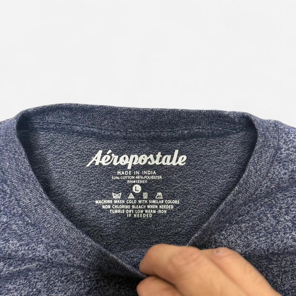 Aeropostale Navy Embossed Number Graphic Tee Men’s Large Short Sleeve - Picture 5 of 6